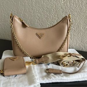 Prada Re-Edition 2005 Saffiano Leather in Cameo Beige color